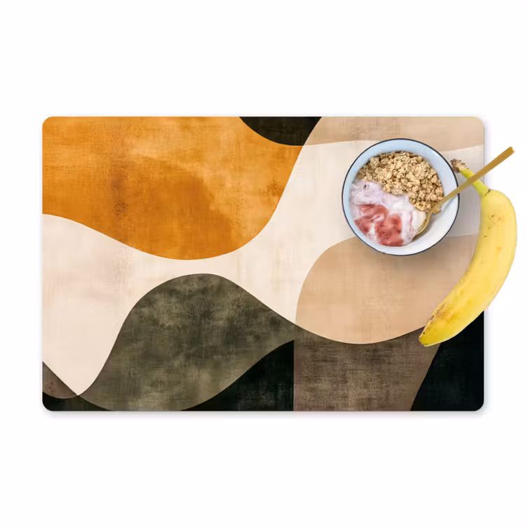 Placemat - 6 stuks - Vormen - Okergeel - Abstract — 1