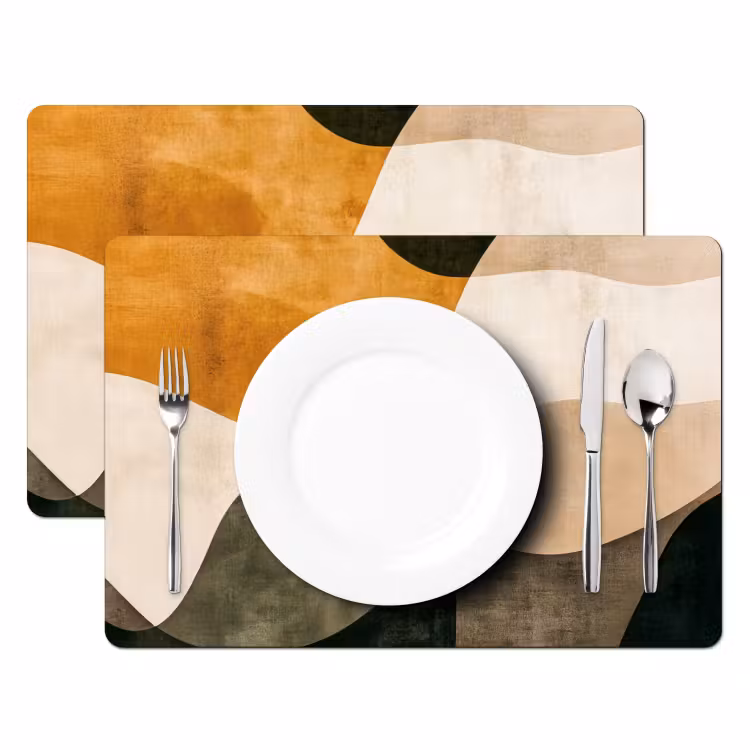 Placemat - 6 stuks - Vormen - Okergeel - Abstract — 2