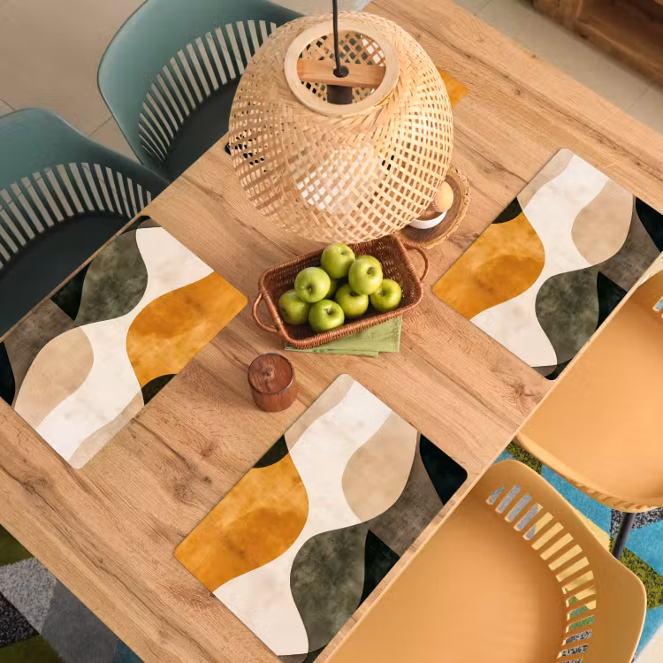 Placemat - 6 stuks - Vormen - Okergeel - Abstract — 6