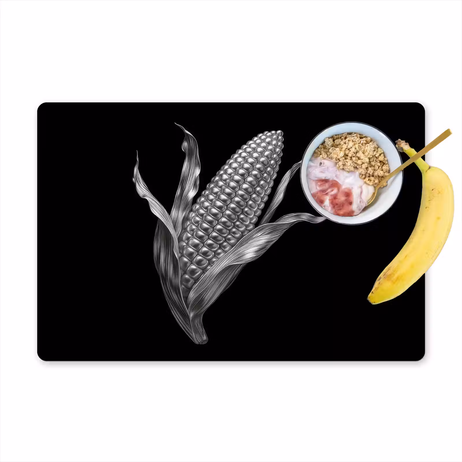 Placemat - 6 stuks - Maïskolf - Glanzend metaal - Elegant — 1