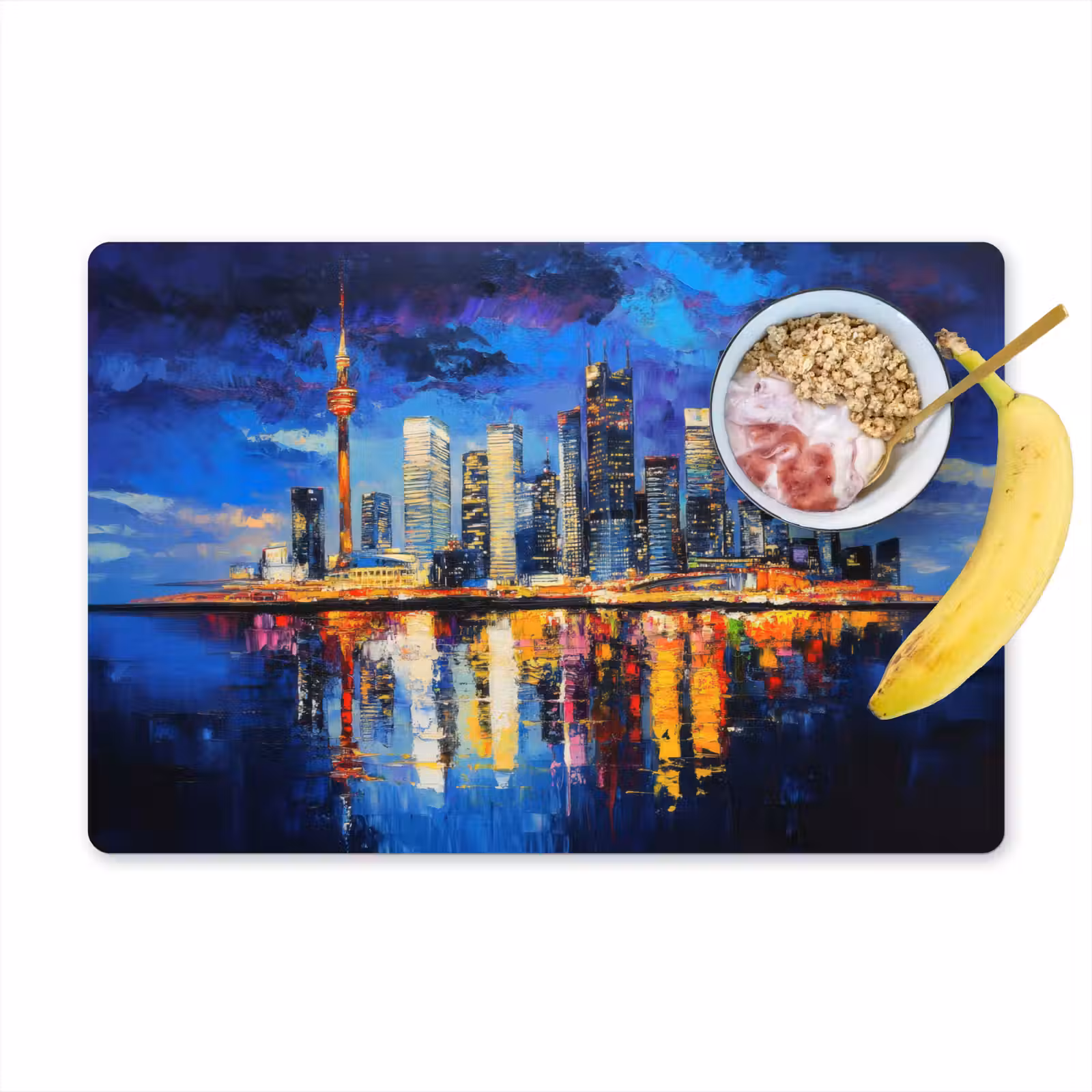 Placemat - 6 stuks - Skyline Toronto - Modern - Stadslicht - Blauw — 1