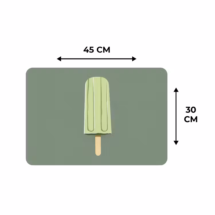 Placemat - 6 stuks - Groen - Waterijsje - Stokje - Illustratie — 3