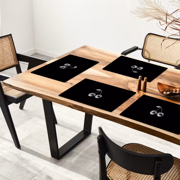 Placemat - 6 stuks - Kers - Luxueus - Metallic — 5