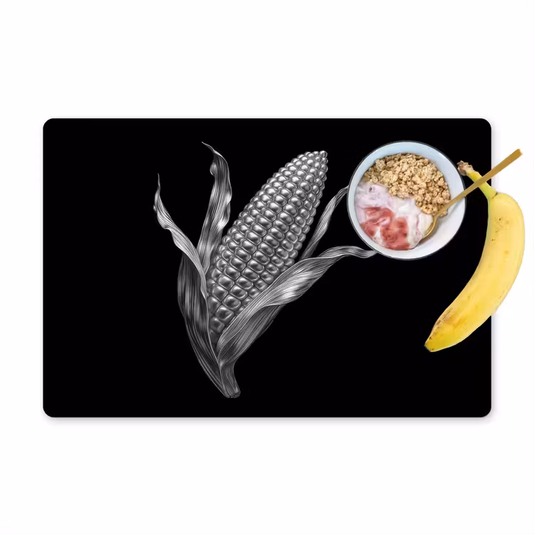 Placemat - 6 stuks - Maïskolf - Glanzend metaal - Elegant — 1