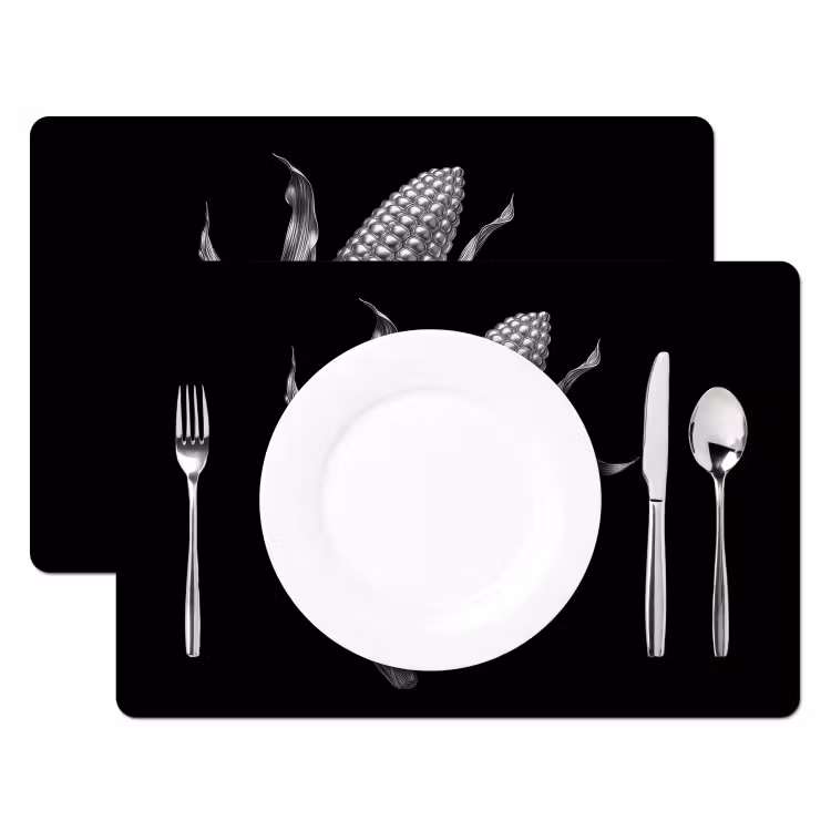 Placemat - 6 stuks - Maïskolf - Glanzend metaal - Elegant — 2