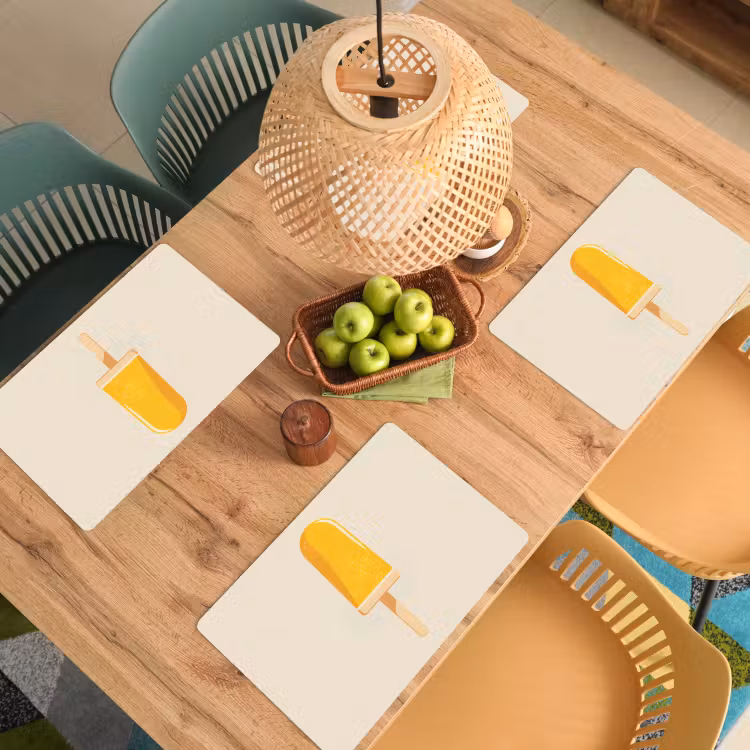 Placemat - 6 stuks - Oranje - Stokje - Waterijsje — 6