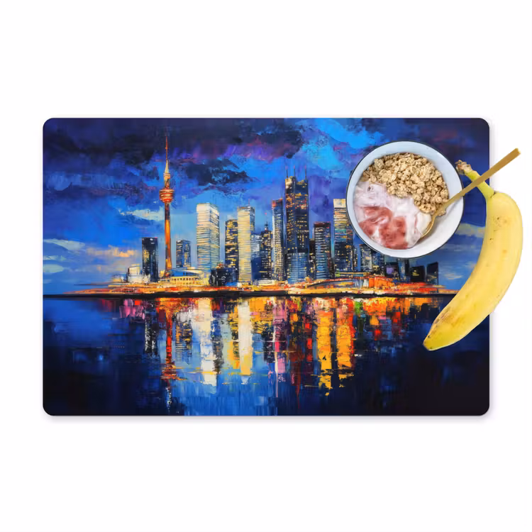 Placemat - 6 stuks - Skyline Toronto - Modern - Stadslicht - Blauw — 1