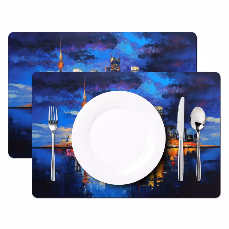Placemat - 6 stuks - Skyline Toronto - Modern - Stadslicht - Blauw — 2