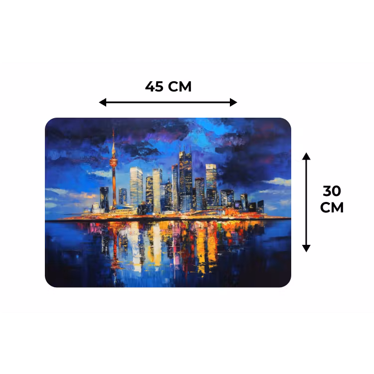 Placemat - 6 stuks - Skyline Toronto - Modern - Stadslicht - Blauw — 3