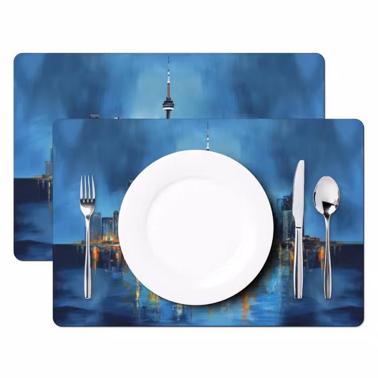 Placemat - 6 stuks - Skyline Toronto - Water - Stadslichten - Toren — 2