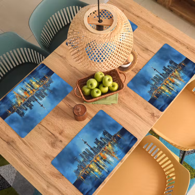 Placemat - 6 stuks - Skyline Toronto - Water - Stadslichten - Toren — 6