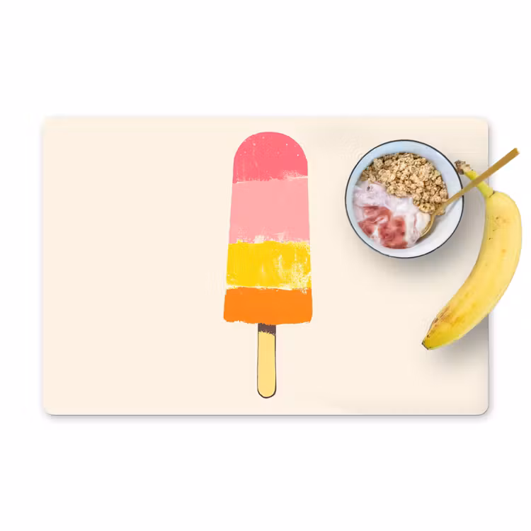 Placemat - 6 stuks - Waterijsje - Retro - Stokje - Roze — 1