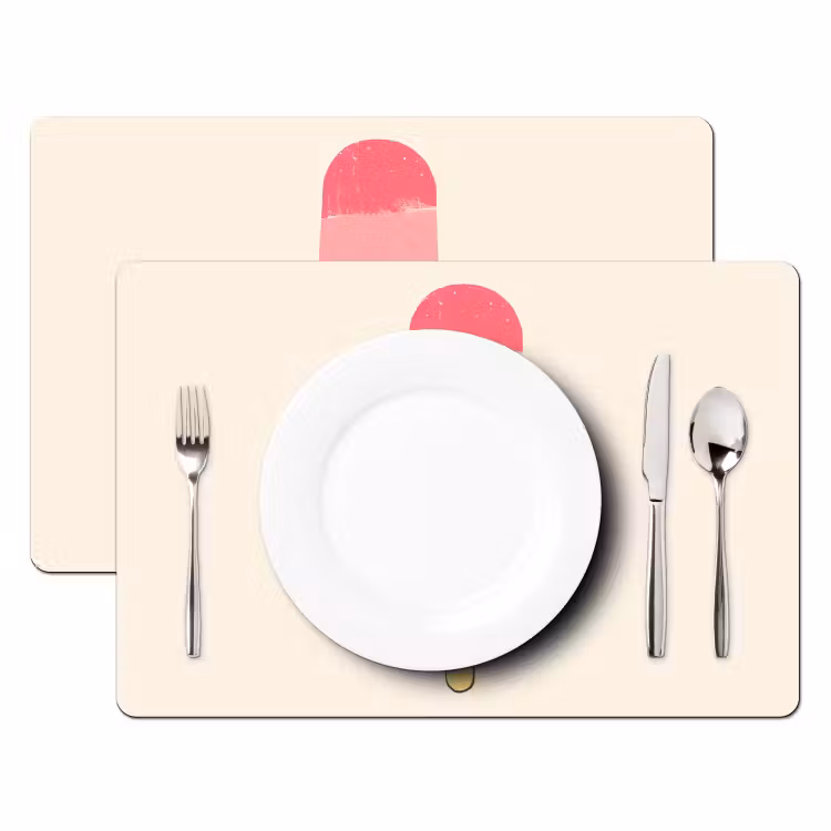 Placemat - 6 stuks - Waterijsje - Retro - Stokje - Roze — 2