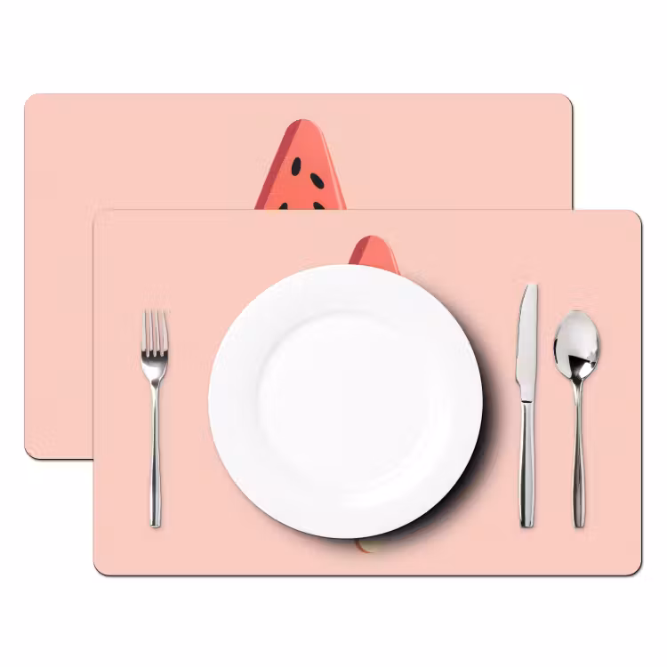 Placemat - 6 stuks - Watermeloen - Ijsje - Pitjes - Rood — 2