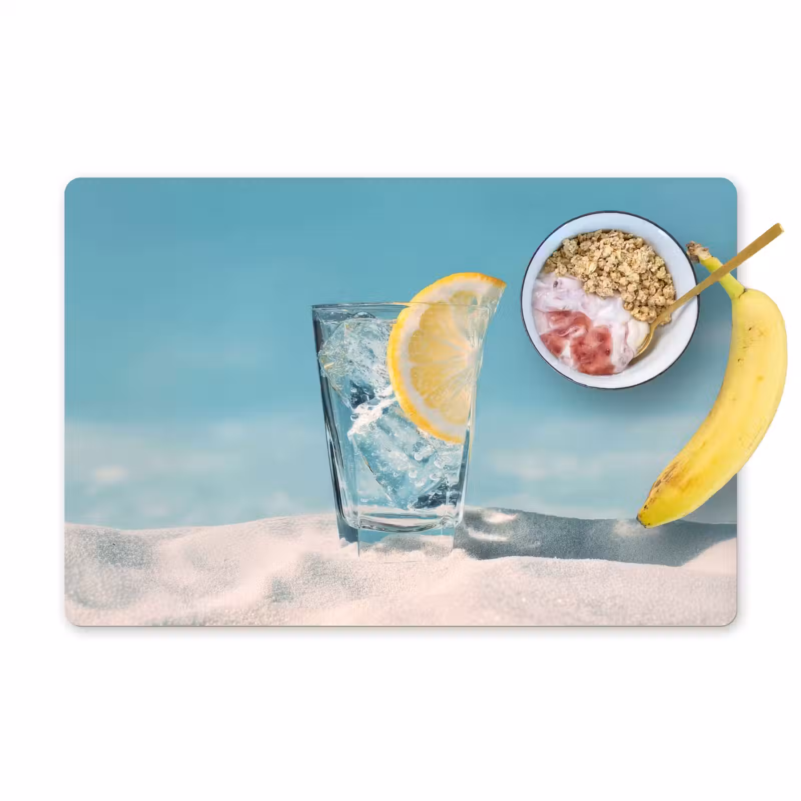 Placemat - 6 stuks - Glas - ijsblokjes - Citroen — 1