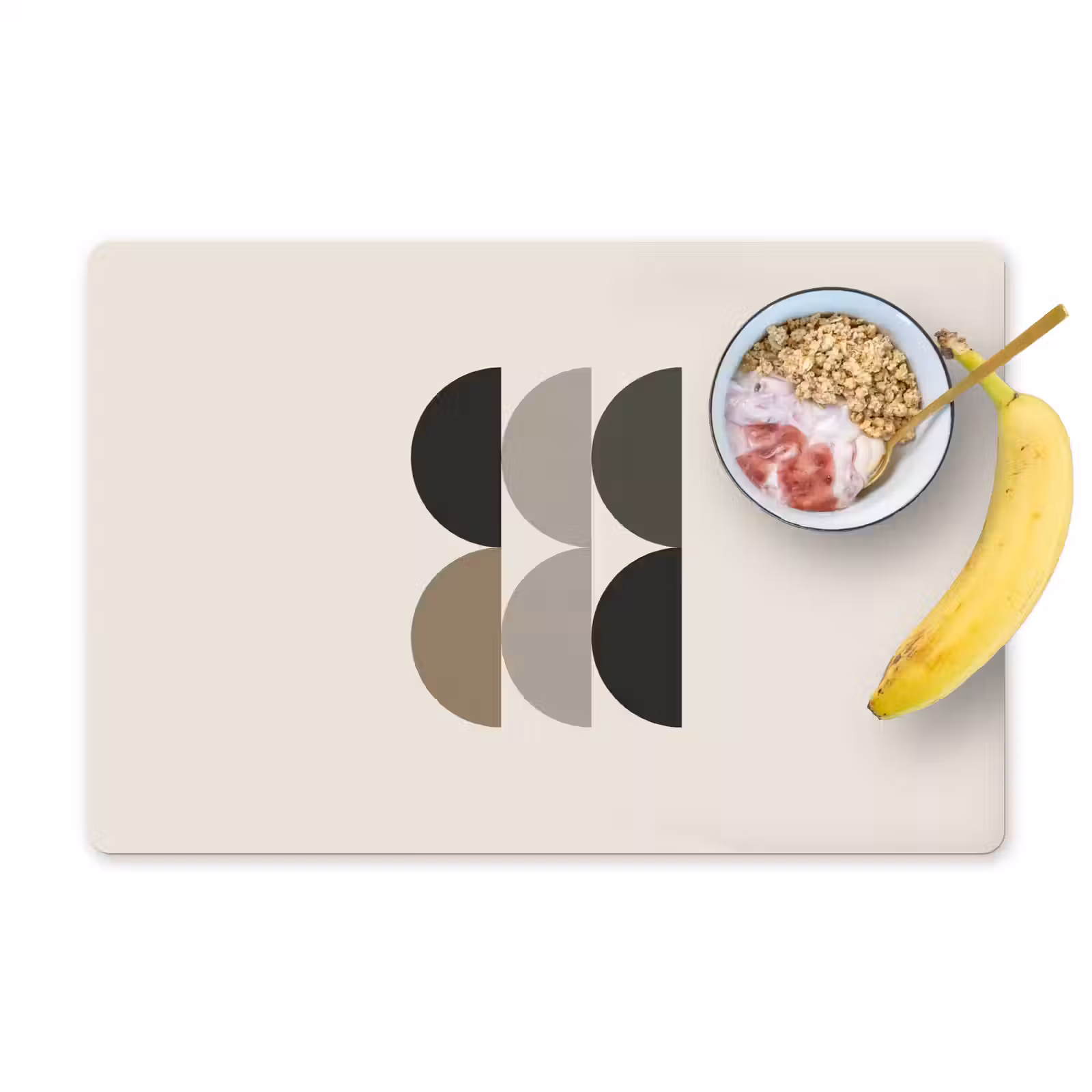 Placemat - 6 stuks - Halve cirkels - Aardetinten - Grafisch — 1