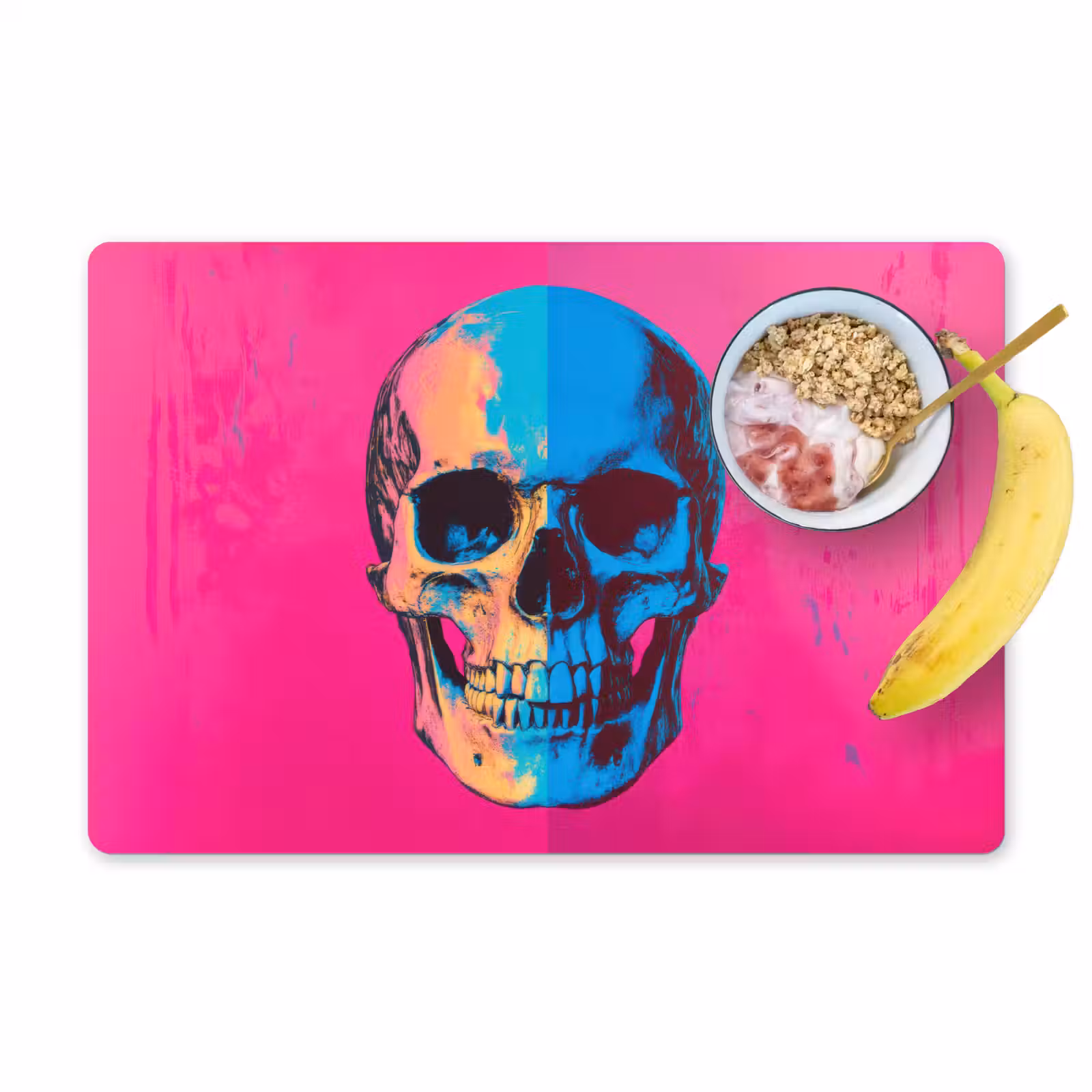 Placemat - 6 stuks - Neon - Blauw - Pop-art - Schedel — 1