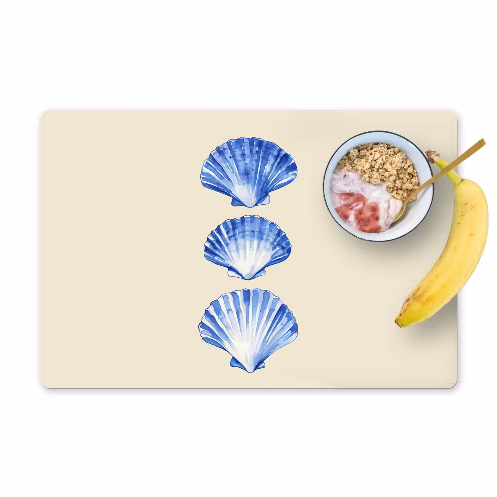 Placemat - 6 stuks - Schelpen - Blauw - Beige — 1