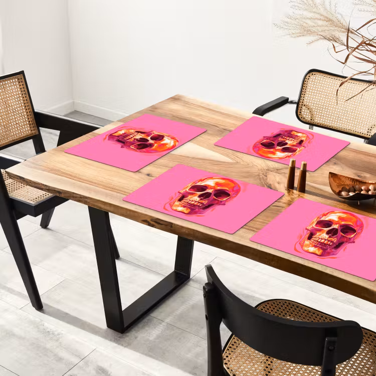 Placemat - 6 stuks - Felroze - Tanden - Schedel — 5