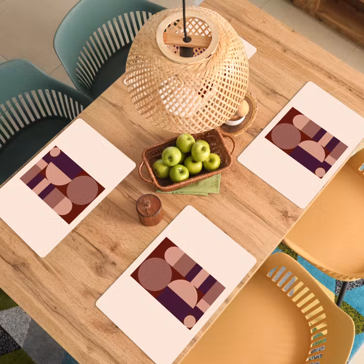 Placemat - 6 stuks - Geometrisch - Cirkels - Rood — 6