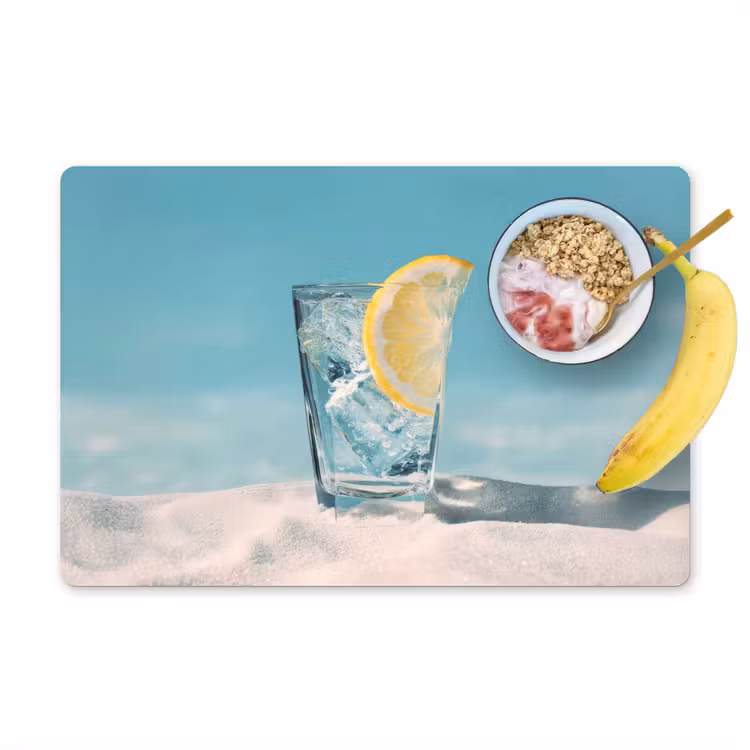 Placemat - 6 stuks - Glas - ijsblokjes - Citroen — 1