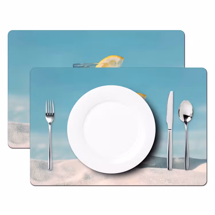 Placemat - 6 stuks - Glas - ijsblokjes - Citroen — 2