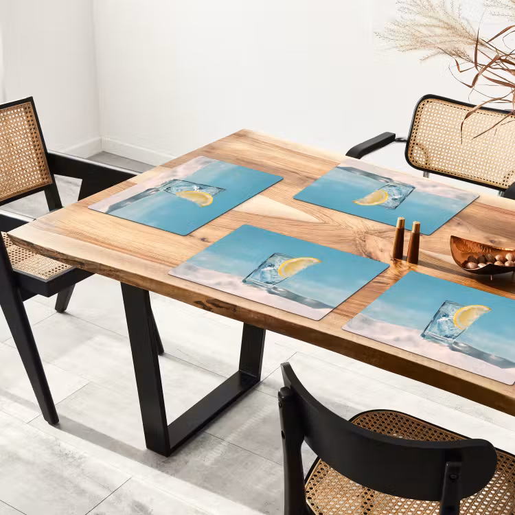 Placemat - 6 stuks - Glas - ijsblokjes - Citroen — 5