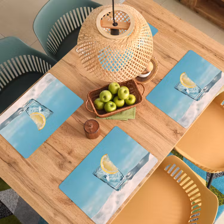 Placemat - 6 stuks - Glas - ijsblokjes - Citroen — 6