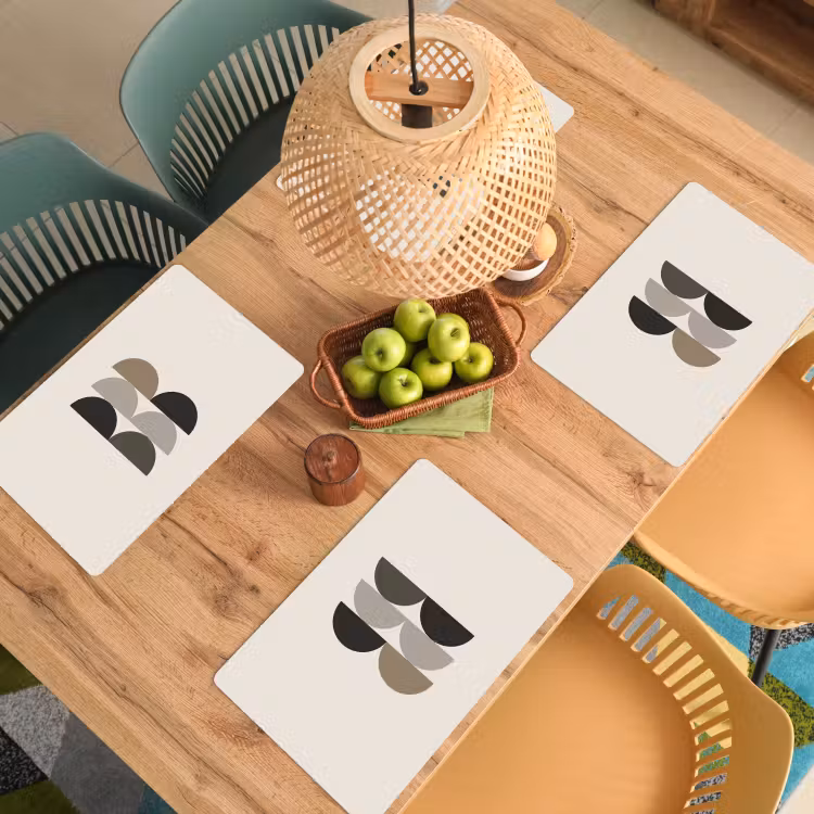 Placemat - 6 stuks - Halve cirkels - Aardetinten - Grafisch — 6