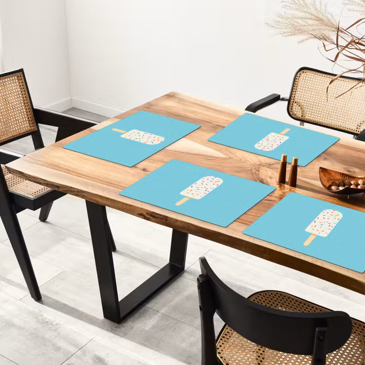 Placemat - 6 stuks - Ijsje - Stokje - Sprinkles - Lichtblauw — 5