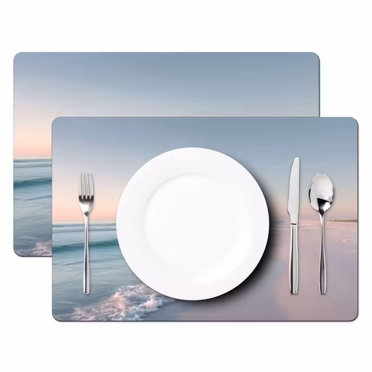 Placemat - 6 stuks - Kustlijn - Pastel - water — 2