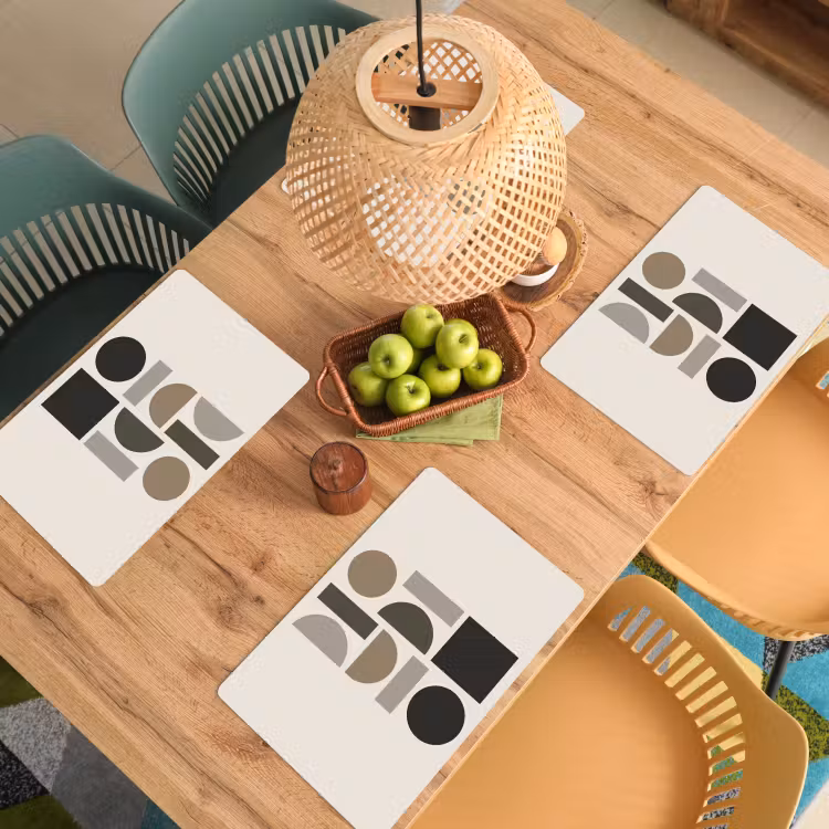 Placemat - 6 stuks - Natuurlijke tinten - Grafisch - Verticale compositie — 6