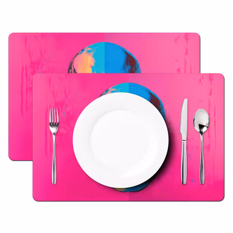 Placemat - 6 stuks - Neon - Blauw - Pop-art - Schedel — 2