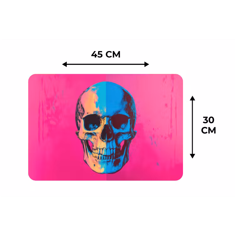 Placemat - 6 stuks - Neon - Blauw - Pop-art - Schedel — 3