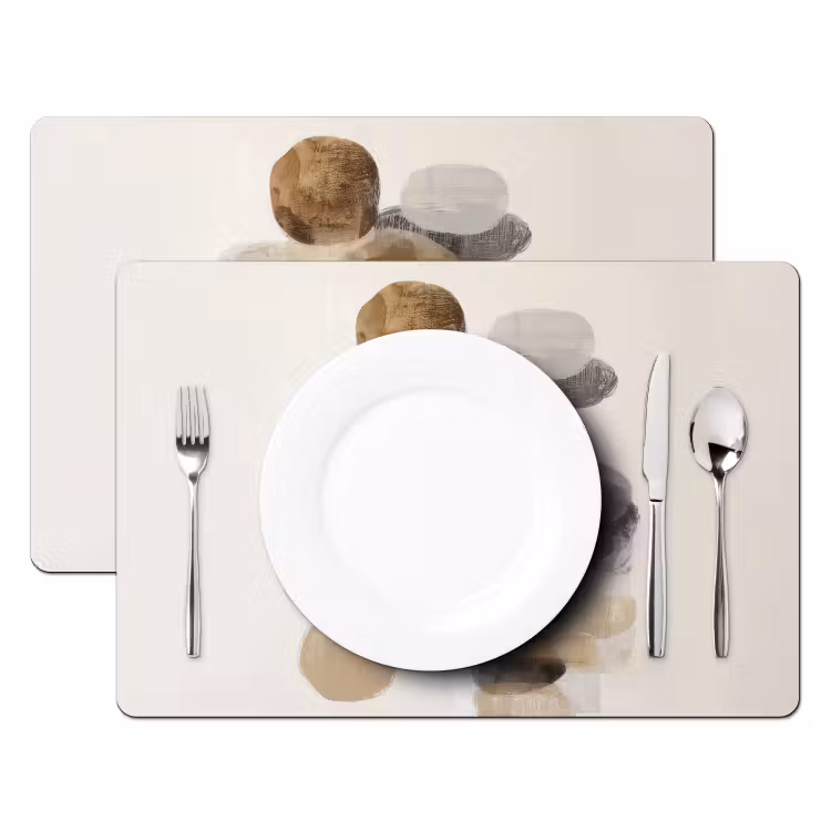 Placemat - 6 stuks - Ovaal - Kleurvlakken - Penseelstreken — 2