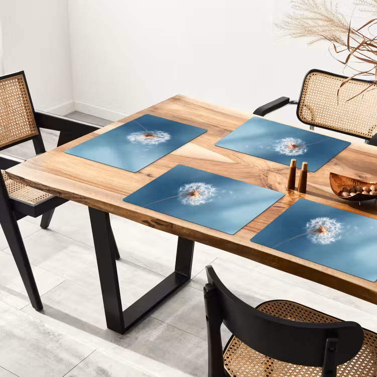 Placemat - 6 stuks - Paardenbloem - Wind - Blauw — 5