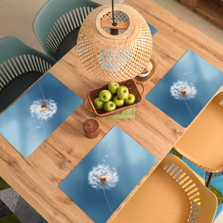 Placemat - 6 stuks - Paardenbloem - Wind - Blauw — 6