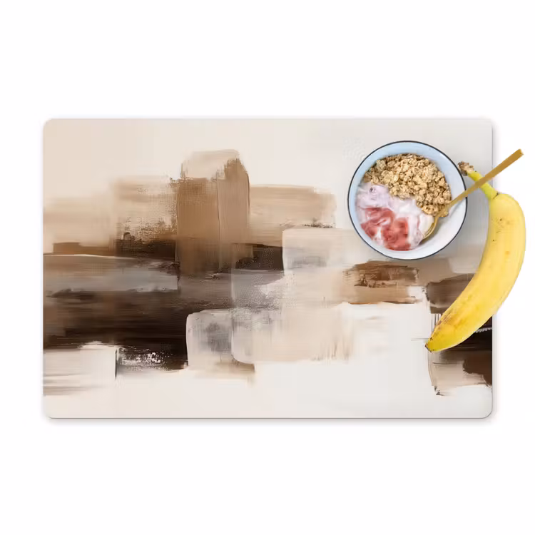 Placemat - 6 stuks - Penseelstreken - Abstract landschap - Rust — 1