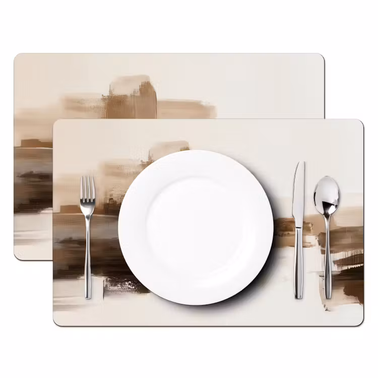 Placemat - 6 stuks - Penseelstreken - Abstract landschap - Rust — 2