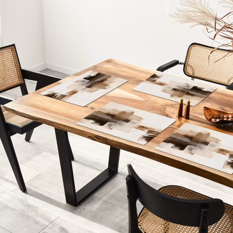 Placemat - 6 stuks - Penseelstreken - Abstract landschap - Rust — 5