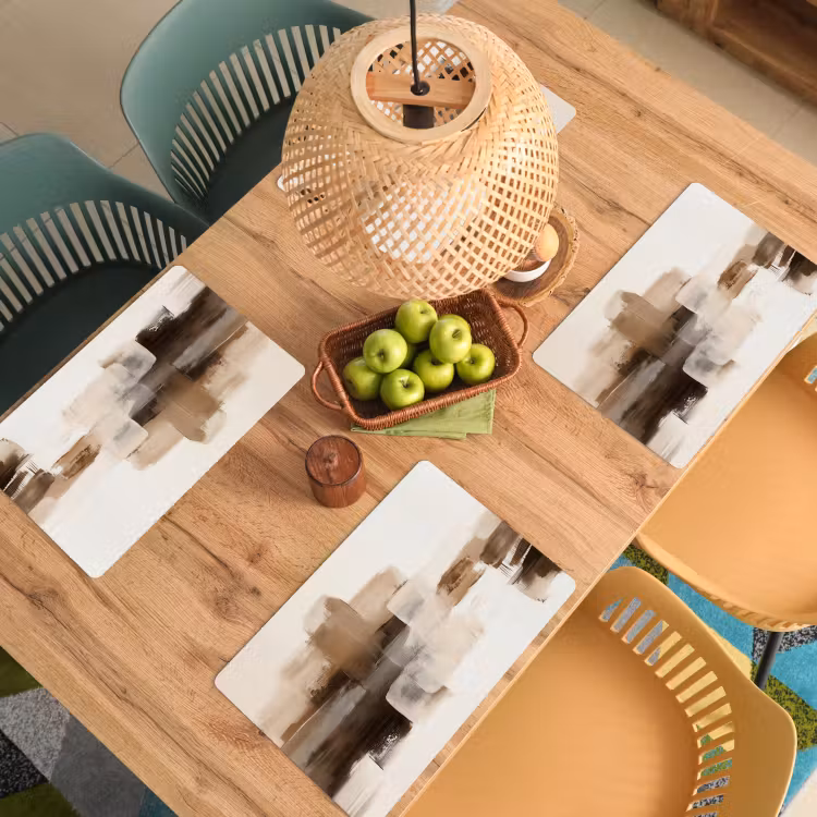 Placemat - 6 stuks - Penseelstreken - Abstract landschap - Rust — 6