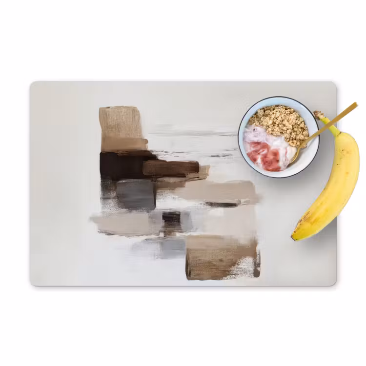 Placemat - 6 stuks - Penseelstreken - Balans - Beige - Bruin — 1