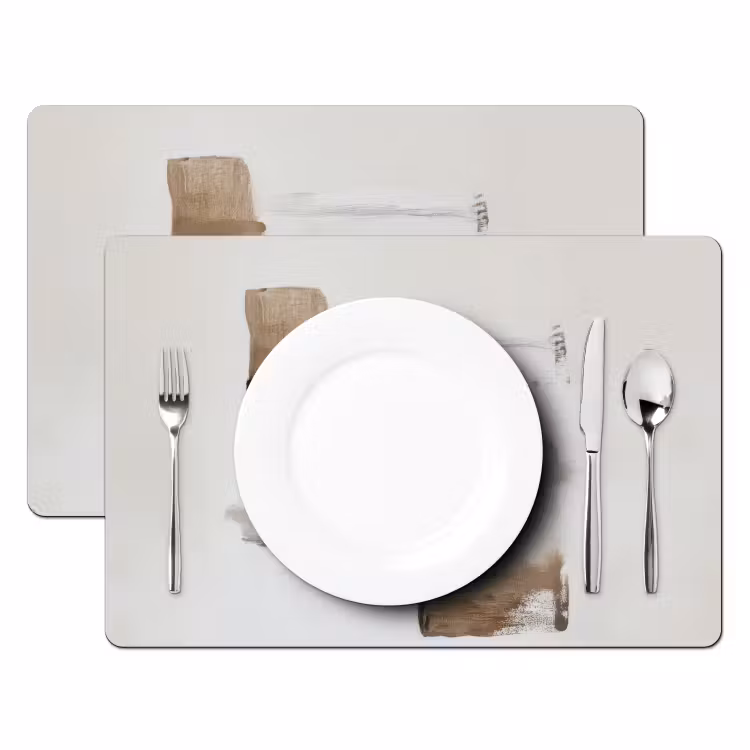 Placemat - 6 stuks - Penseelstreken - Balans - Beige - Bruin — 2