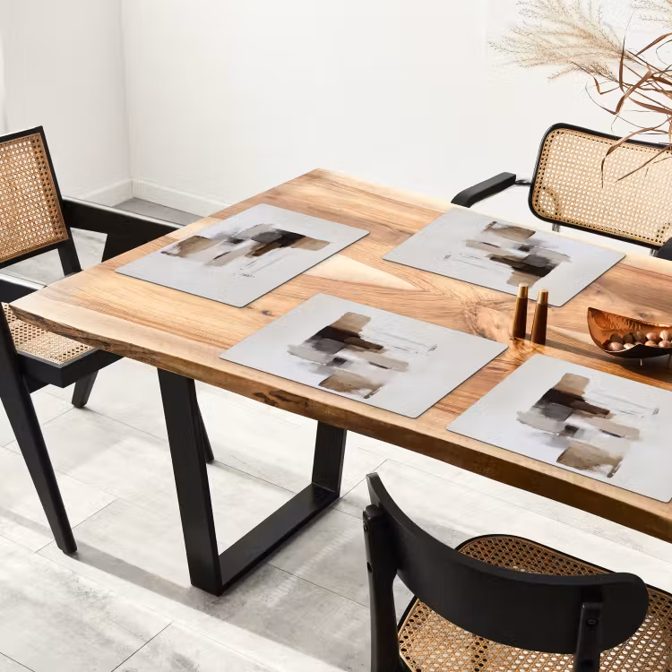 Placemat - 6 stuks - Penseelstreken - Balans - Beige - Bruin — 5