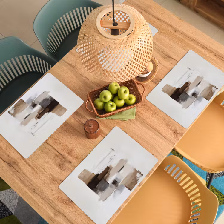 Placemat - 6 stuks - Penseelstreken - Balans - Beige - Bruin — 6