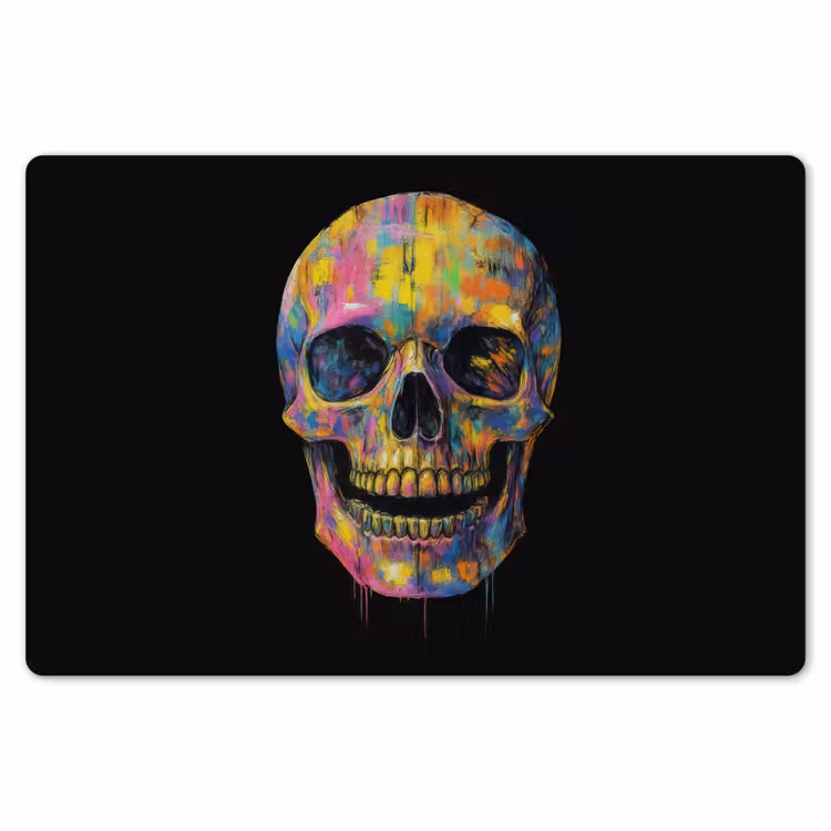 Placemat - 6 stuks - Penseelstreken - Schedel - Kleurrijk - Abstract — 7