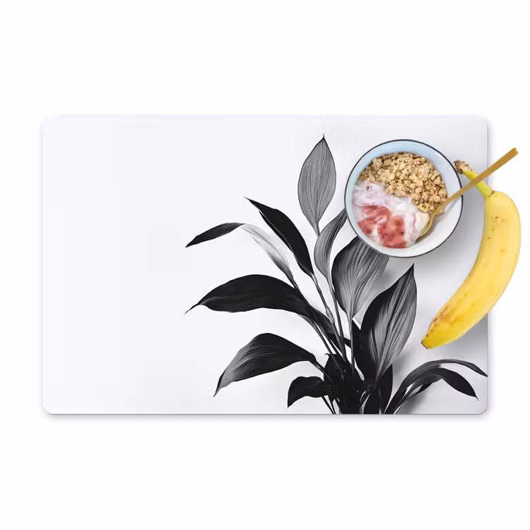 Placemat - 6 stuks - Plant - Bladeren - Minimalistisch - Zwart — 1