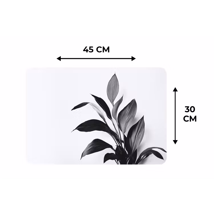 Placemat - 6 stuks - Plant - Bladeren - Minimalistisch - Zwart — 3