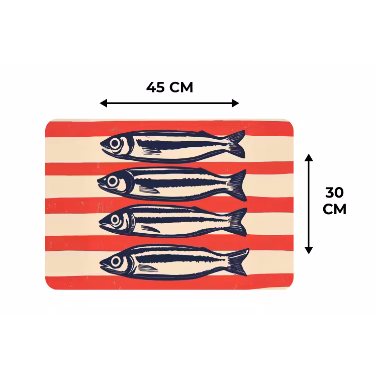 Placemat - 6 stuks - Sardines - Rood en beige strepen — 3