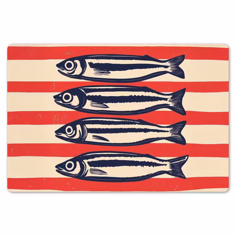 Placemat - 6 stuks - Sardines - Rood en beige strepen — 7